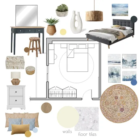 bedroom decor (with floor plan) Interior Design Mood Board by Kyriakh on Style Sourcebook
