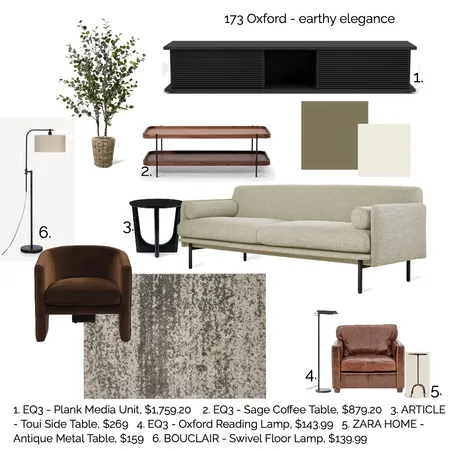 173 Oxford - Earthy Living Room Interior Design Mood Board by Cindy S on Style Sourcebook