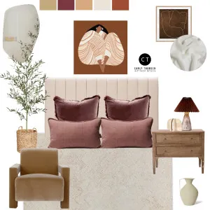 Terracotta mustard and blue Interior Design Mood Board by