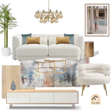 Modern Glam Living Room Interior Design Mood Board by Five Files Design Studio on Style Sourcebook