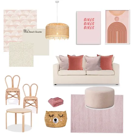 Little Girls Pink Paradise Playroom/ Media Interior Design Mood Board by In Order by Olivia on Style Sourcebook