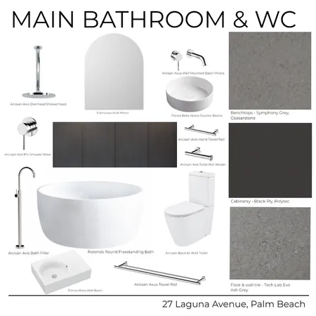 27 Laguna Avenue - Main Bathroom & WC (Dark) Interior Design Mood Board by Kathleen Holland on Style Sourcebook