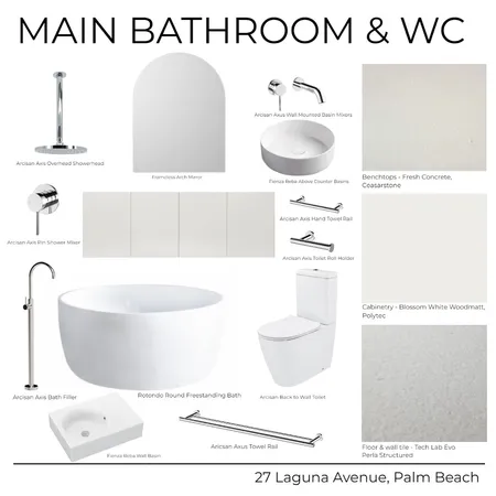 27 Laguna Avenue - Main Bathroom & WC (White) Interior Design Mood Board by Kathleen Holland on Style Sourcebook