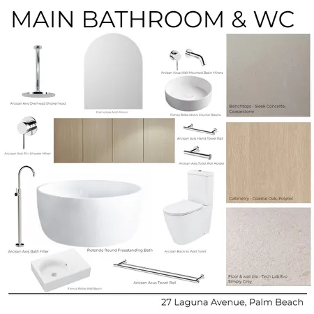 27 Laguna Avenue - Main Bathroom & WC (Light) Interior Design Mood Board by Kathleen Holland on Style Sourcebook