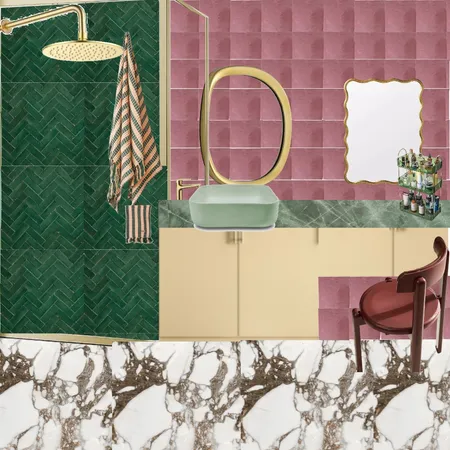 Ensuite - Pink, Green & Burgundy Interior Design Mood Board by dl2407 on Style Sourcebook