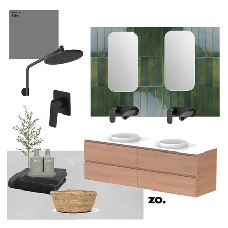 Moody Emerald Green Bathroom Renovation Moodboard Interior Design Mood Board by Zo Building on Style Sourcebook