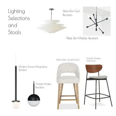 Northern Lights Lighting and Stools Interior Design Mood Board by rondeauhomes on Style Sourcebook