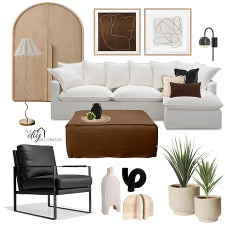 Black brown white living Interior Design Mood Board by Thediydecorator on Style Sourcebook