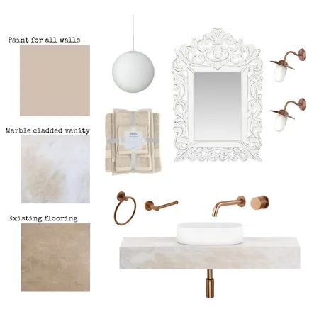 Powder room with marble and copper Interior Design Mood Board by martina.interior.designer on Style Sourcebook
