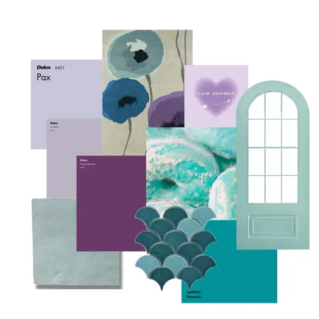 purple and aqua Interior Design Mood Board by Mabel Design on Style Sourcebook