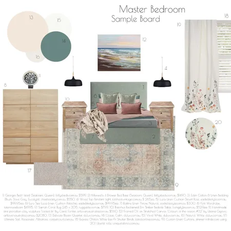 Master Bedroom Sample Board Interior Design Mood Board by LaurenInglis on Style Sourcebook