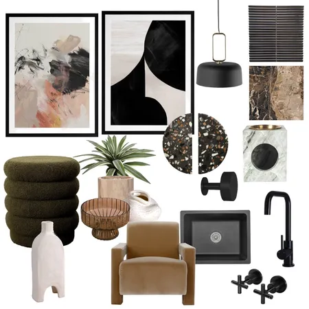 Earthy Industrial Lounge Room Interior Design Mood Board by KatDesigns on Style Sourcebook