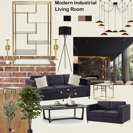 Modern Industrial Apartment Living Room Interior Design Mood Board by Naomi on Style Sourcebook