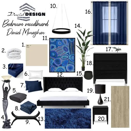 Daniel Monaghan Bedroom Interior Design Mood Board by Alex on Style Sourcebook