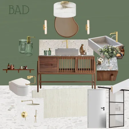 Bathroom Visualization Green + golden Details Interior Design Mood Board by ChristinaAlbah on Style Sourcebook
