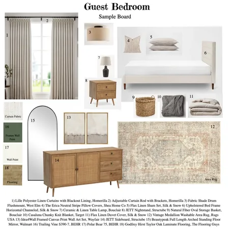 Guest Bedroom Sample Board Interior Design Mood Board by aferro on Style Sourcebook