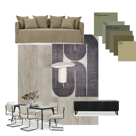 Flat Living area 3 green couch Interior Design Mood Board by Kushy on Style Sourcebook