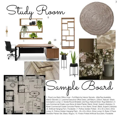 study room sample board Interior Design Mood Board by Mya on Style Sourcebook