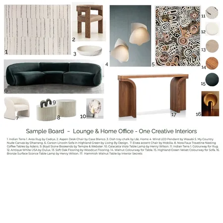Part A - Sample Board Lounge and Home Office Interior Design Mood Board by ONE CREATIVE on Style Sourcebook