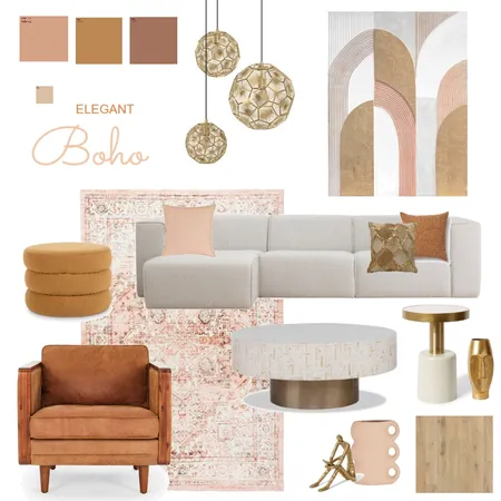 Elegant Boho Vibe Living Room - Sample Board Interior Design Mood Board by Adaiah Molina on Style Sourcebook