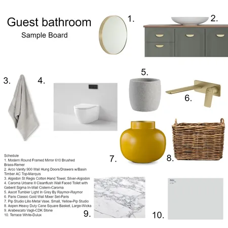 Guest bathroom sampleboard Interior Design Mood Board by bjordantati on Style Sourcebook