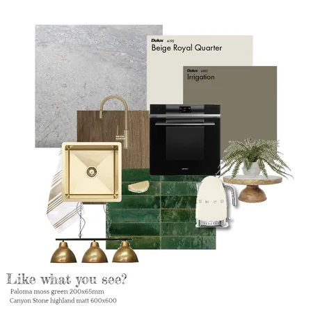 green kitchen Interior Design Mood Board by Ella Maree Interiors on Style Sourcebook
