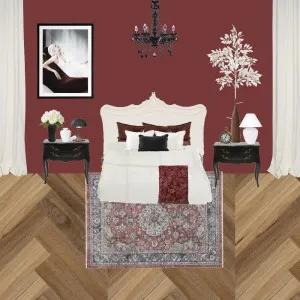 red bedroom Interior Design Mood Board by Luxuryy on Style Sourcebook