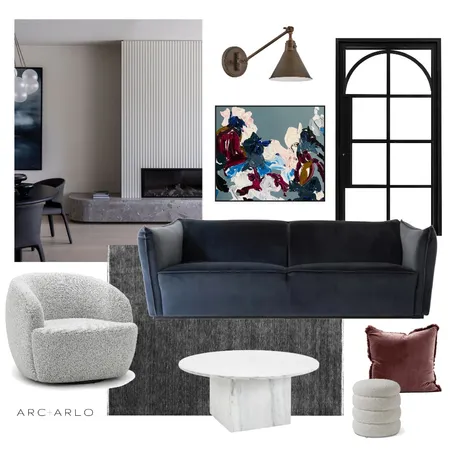 Rich Navy Living Room Interior Design Mood Board by Arc and Arlo on Style Sourcebook
