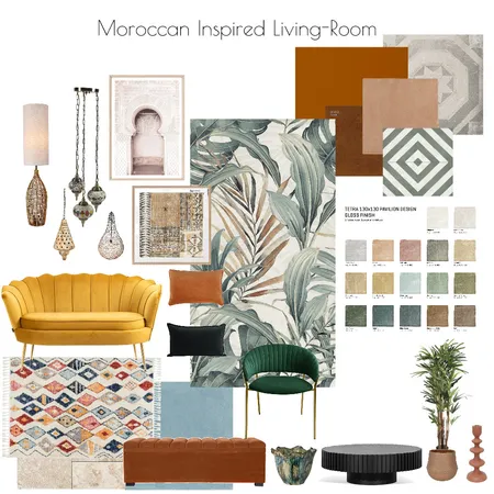 Moroccan Inspired Living Room Interior Design Mood Board by JLHB on Style Sourcebook