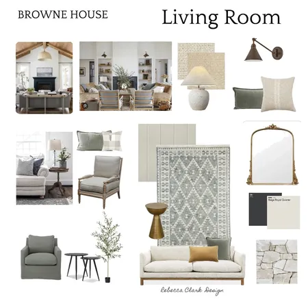Modern Farmhouse Living Room Interior Design Mood Board by Rebecca Clark Design on Style Sourcebook