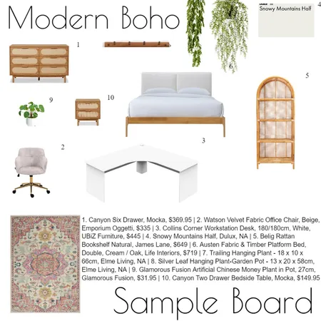 Small Bedroom Sample Board Interior Design Mood Board by myabwittenborn@gmail.com on Style Sourcebook
