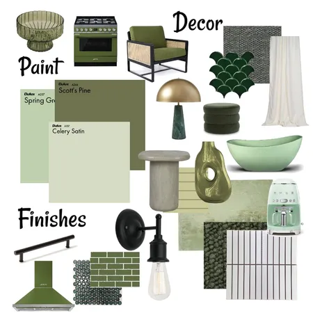 Green Tea Room Inspiration Interior Design Mood Board by Mod McDonald on Style Sourcebook