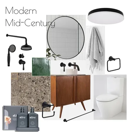 Modern mid-century bathroom Interior Design Mood Board by The Flipping Co on Style Sourcebook