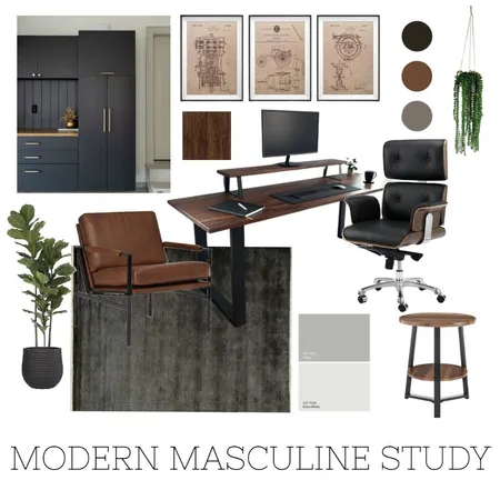 MODERN MASCULINE STUDY Interior Design Mood Board by Designs_Chandre on Style Sourcebook