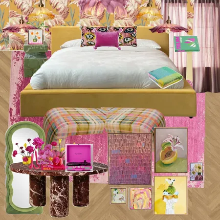 Bedroom - Yellow, Red Violet, Green, Burgundy Interior Design Mood Board by dl2407 on Style Sourcebook