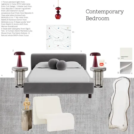 contemporary bedroom Interior Design Mood Board by ioanna lakouri on Style Sourcebook