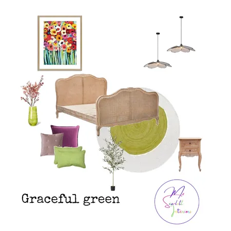 Graceful Green Bedroom Interior Design Mood Board by Mz Scarlett Interiors on Style Sourcebook