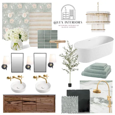 Organic Glam Bathroom Interior Design Mood Board by @lex Interiors on Style Sourcebook