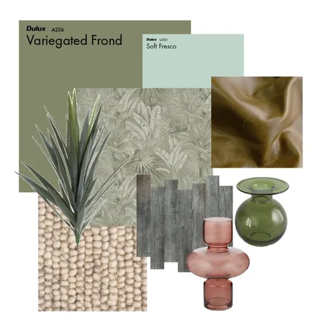 Materials mood board with green colors Interior Design Mood Board by Bianca -Studio Property on Style Sourcebook