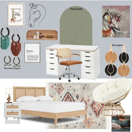 Boho and horses inspired room Interior Design Mood Board by Interiors By Zai on Style Sourcebook