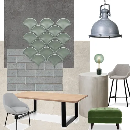 Industrial living room with a touch of green Interior Design Mood Board by Bianca -Studio Property on Style Sourcebook