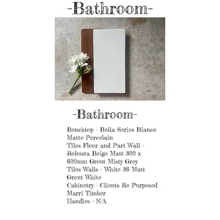Bathroom  Selections - Yokine Project final Interior Design Mood Board by Jennypark on Style Sourcebook