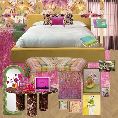 Bedroom - Yellow, Red Violet, Green, Burgundy Interior Design Mood Board by dl2407 on Style Sourcebook