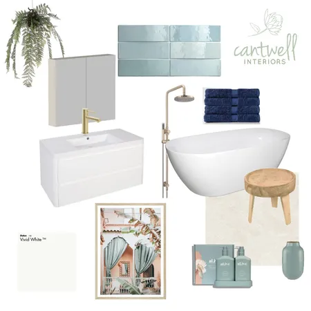 Restful resort vibe bathroom Interior Design Mood Board by Cantwell Interiors on Style Sourcebook