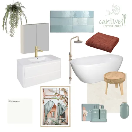 Restful resort vibe bathroom Interior Design Mood Board by Cantwell Interiors on Style Sourcebook