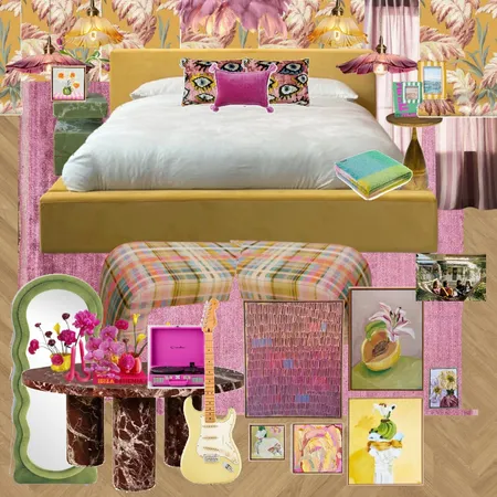 Bedroom - Yellow, Red Violet, Green, Burgundy Interior Design Mood Board by dl2407 on Style Sourcebook