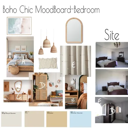 boho chic bedroom Interior Design Mood Board by habibaelwan on Style Sourcebook