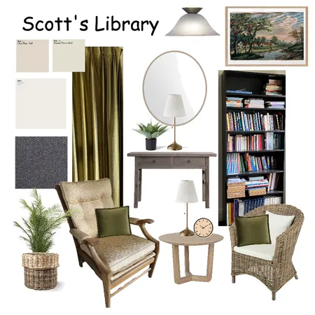 Scott's Library Interior Design Mood Board by Ladybird Maldon Design on Style Sourcebook