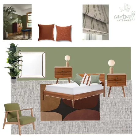 Mid century Modern bedroom (no paint) Interior Design Mood Board by Cantwell Interiors on Style Sourcebook