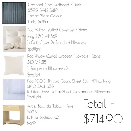 Emil Bedroom Prices Page 1 Interior Design Mood Board by Katelyn Scanlan on Style Sourcebook